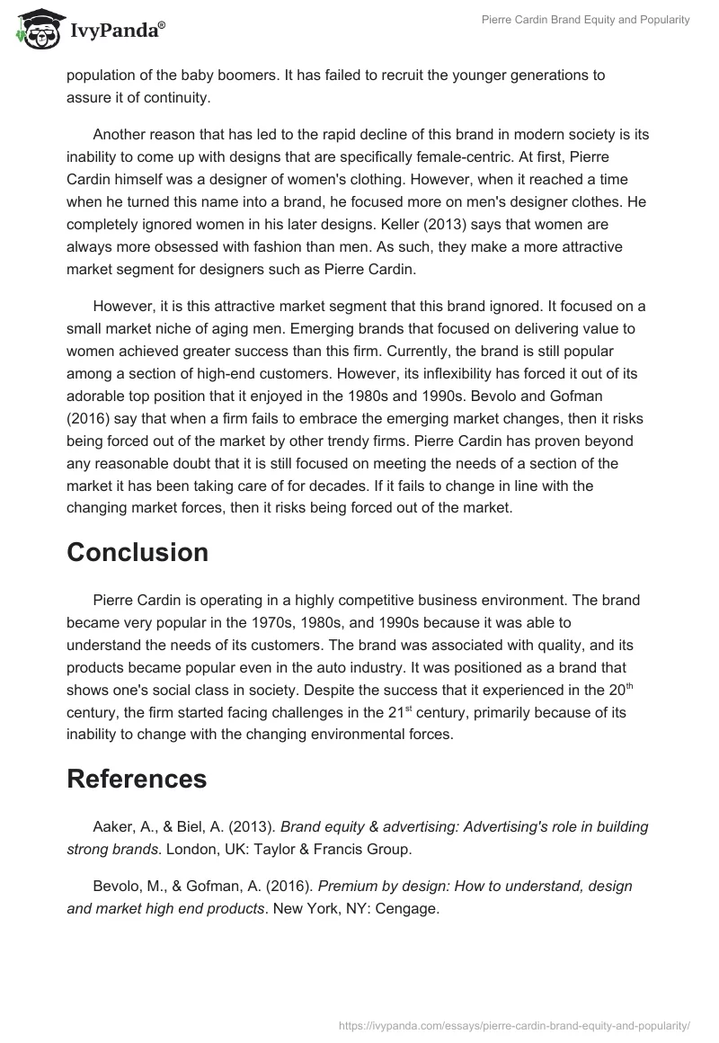Pierre Cardin Brand Equity and Popularity. Page 4