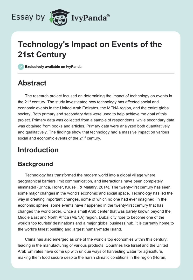 Technology's Impact on Events of the 21st Century. Page 1