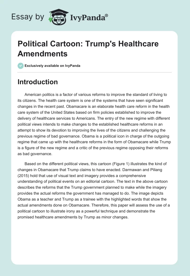Political Cartoon: Trump's Healthcare Amendments. Page 1