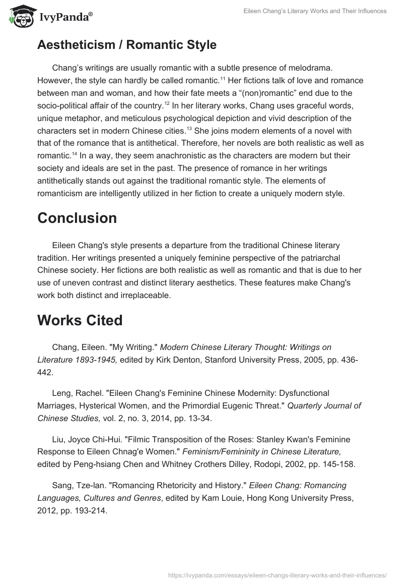 Eileen Chang’s Literary Works and Their Influences. Page 4