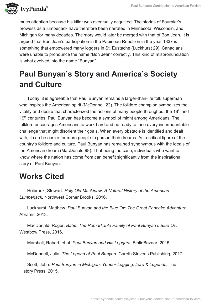 Paul Bunyan's Contribution to American Folklore. Page 2