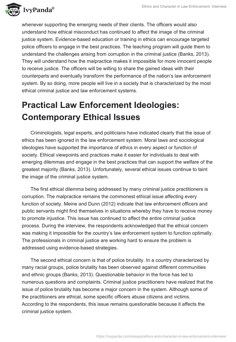 Ethics and Character in Law Enforcement: Interview. Page 3