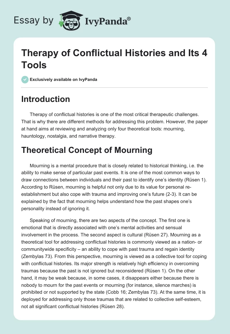 Therapy of Conflictual Histories and Its 4 Tools. Page 1