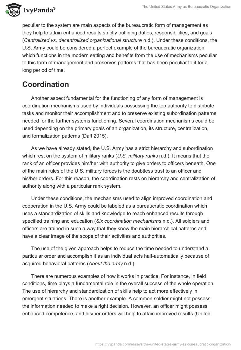 The United States Army as Bureaucratic Organization. Page 4