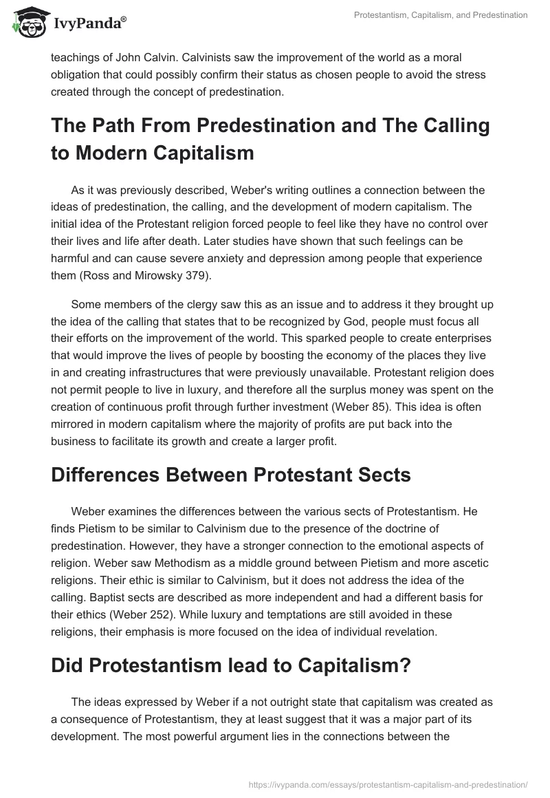 Protestantism, Capitalism, and Predestination. Page 3
