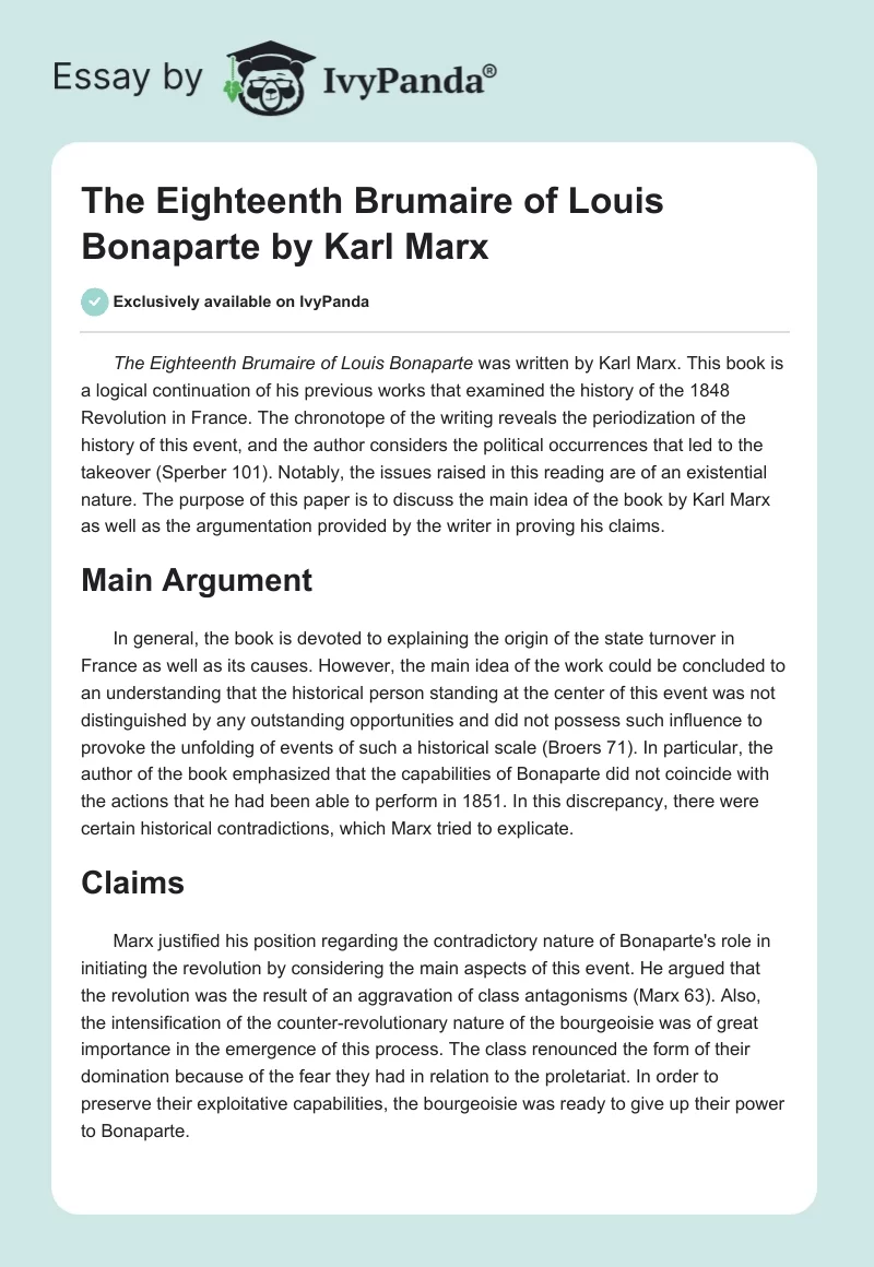"The Eighteenth Brumaire of Louis Bonaparte" by Karl Marx. Page 1