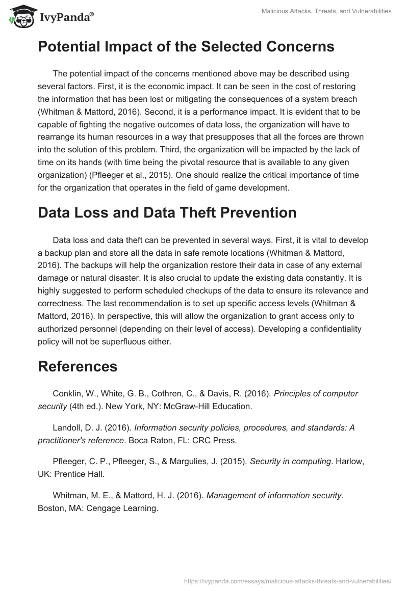 Malicious Attacks, Threats, and Vulnerabilities. Page 4