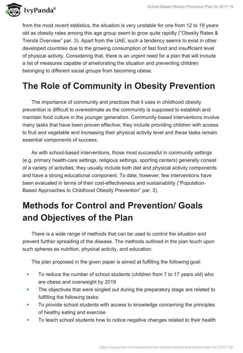 School-Based Obesity Prevention Plan for 2017-19. Page 2