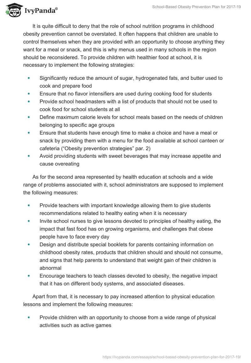School-Based Obesity Prevention Plan for 2017-19. Page 4