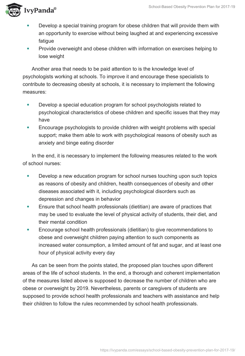 School-Based Obesity Prevention Plan for 2017-19. Page 5