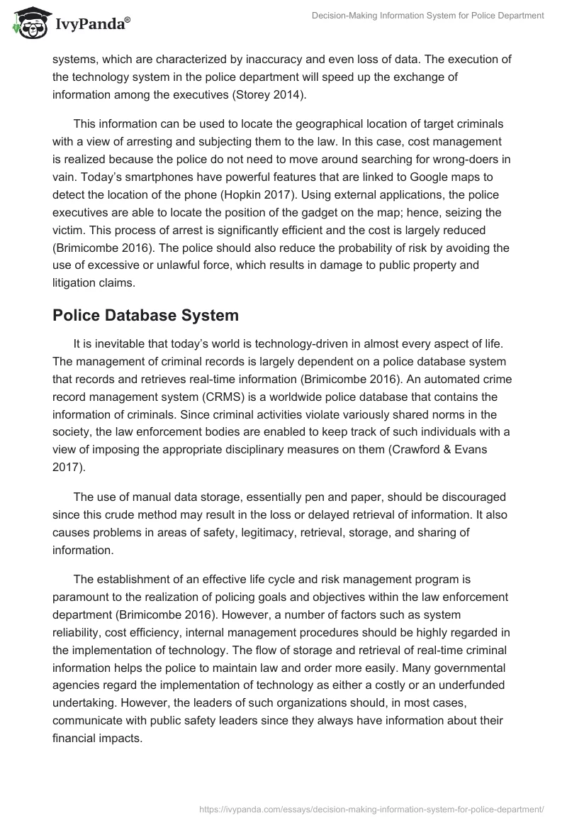 Decision-Making Information System for Police Department. Page 3