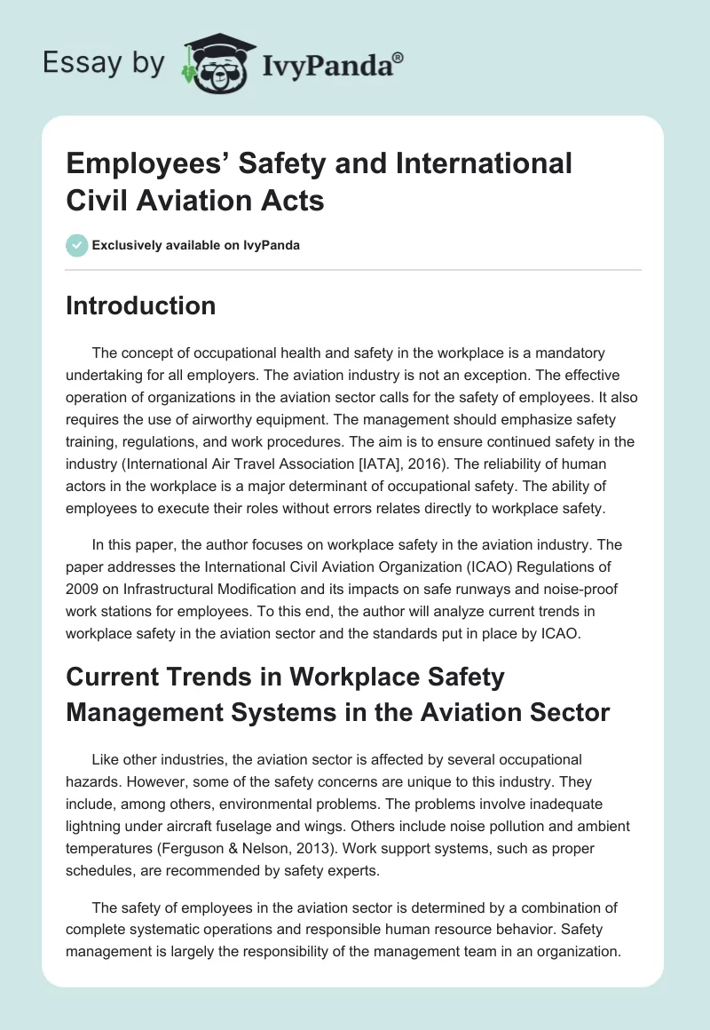 Employees’ Safety and International Civil Aviation Acts. Page 1