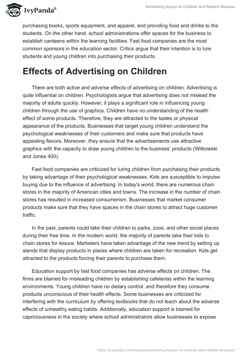 Advertising Impact on Children and Related Illnesses. Page 3