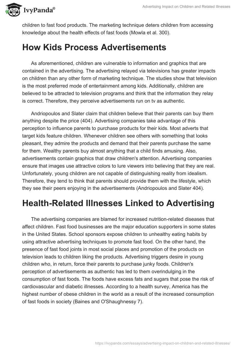 Advertising Impact on Children and Related Illnesses. Page 4