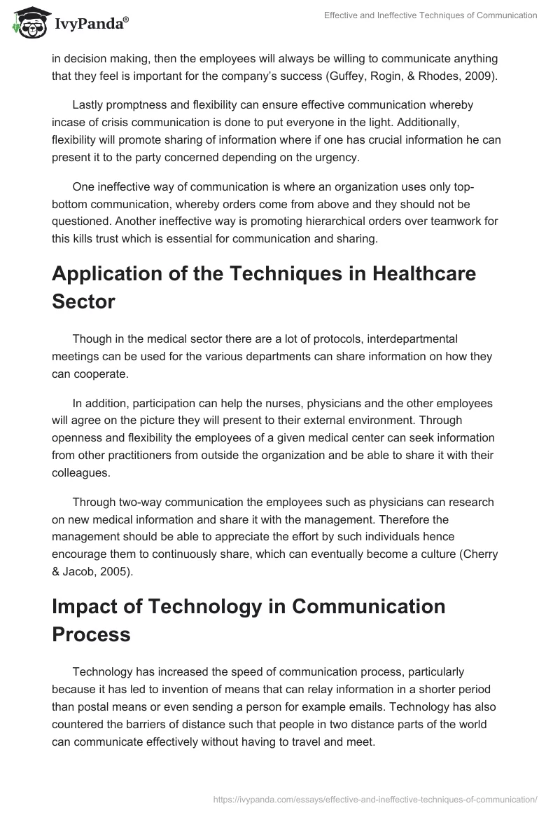 Effective and Ineffective Techniques of Communication. Page 2
