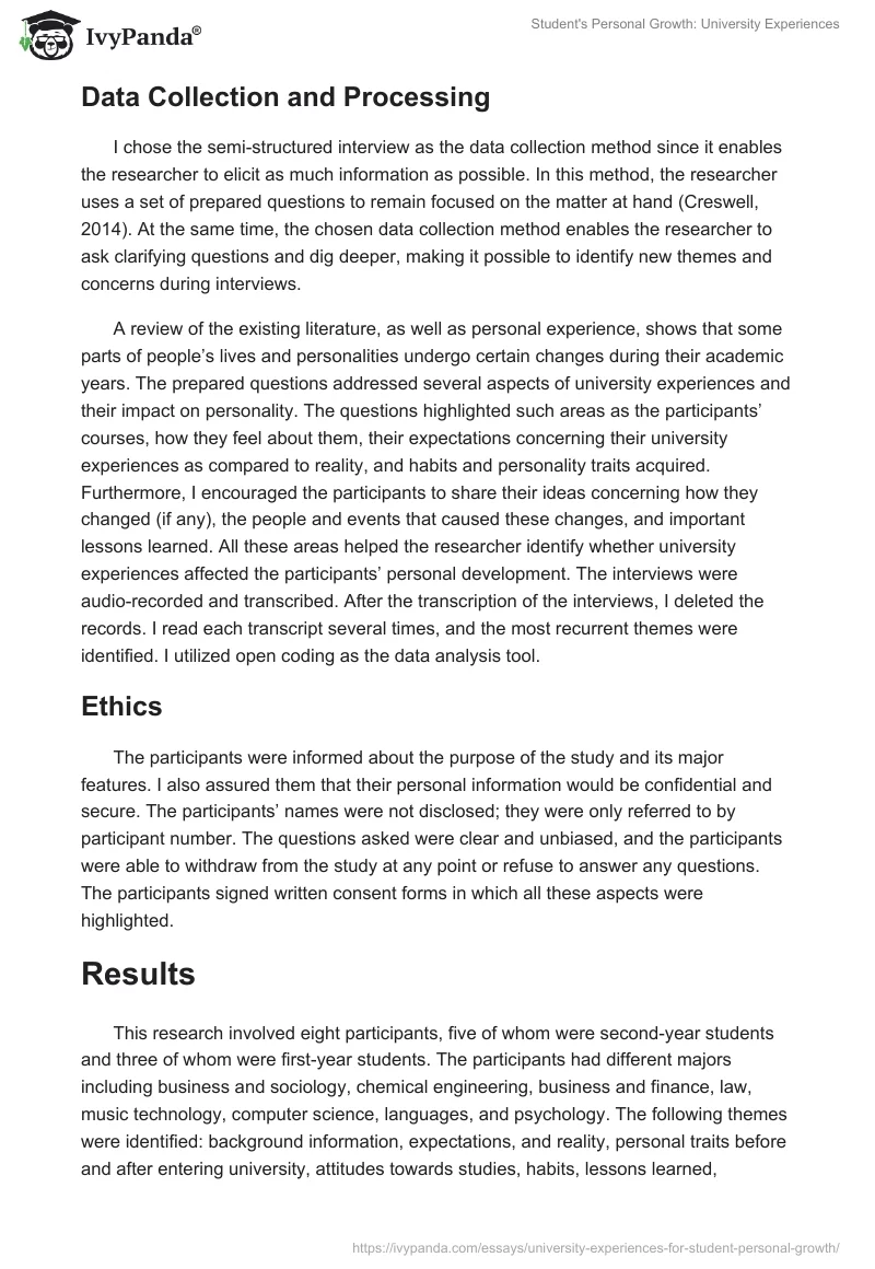 Student's Personal Growth: University Experiences. Page 3