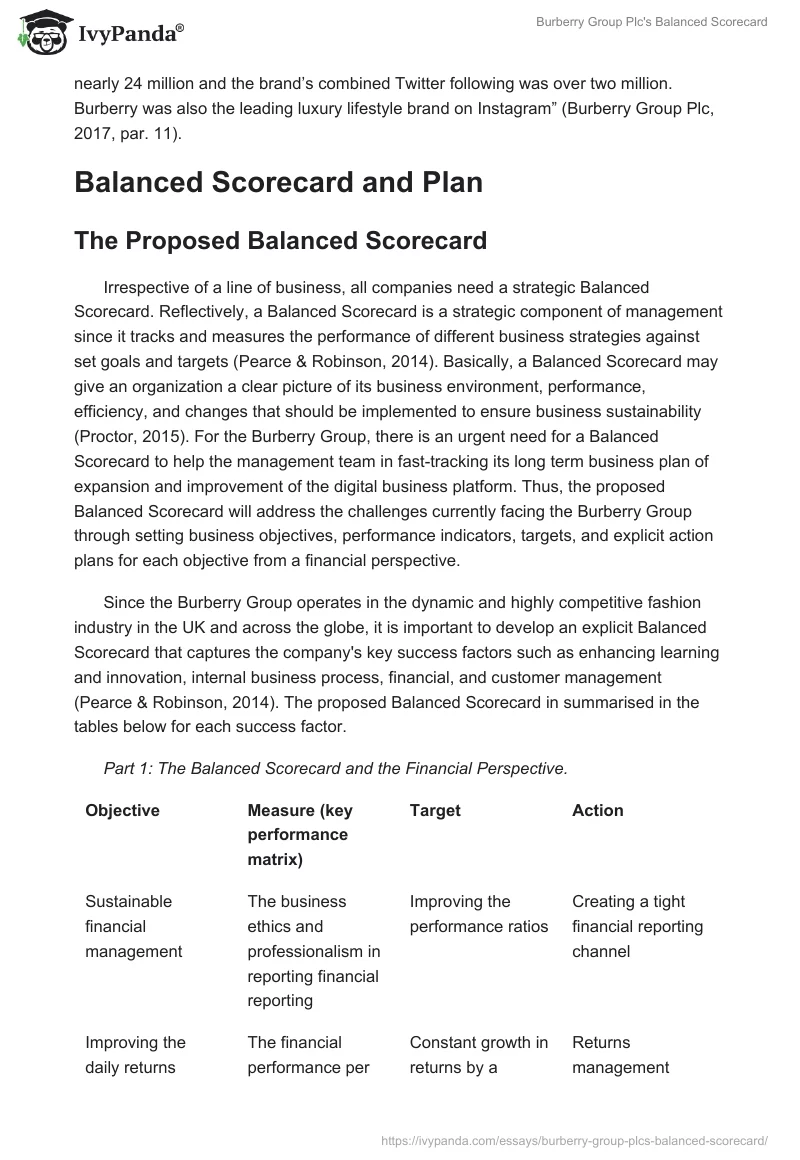 Burberry Group Plc's Balanced Scorecard. Page 2