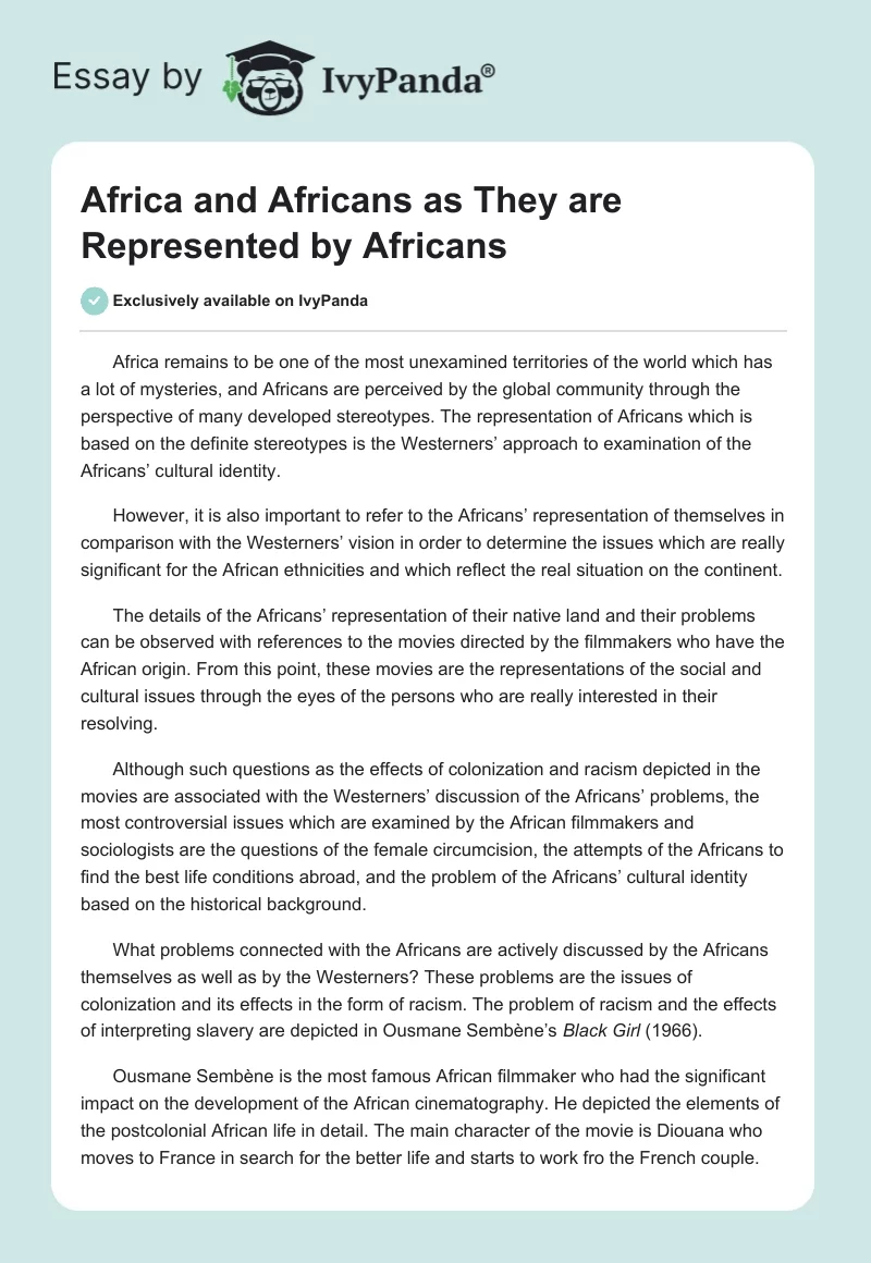 Africa and Africans as They are Represented by Africans. Page 1