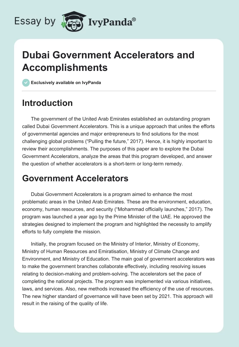 Dubai Government Accelerators and Accomplishments. Page 1