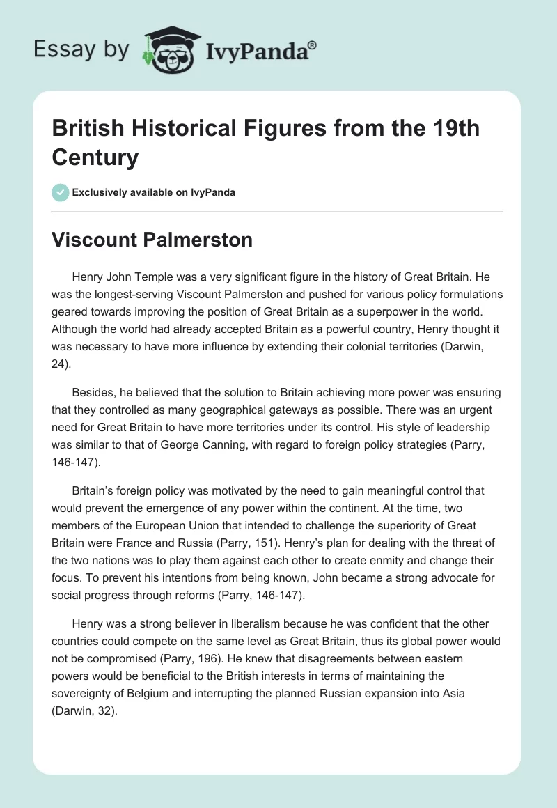 British Historical Figures from the 19th Century. Page 1