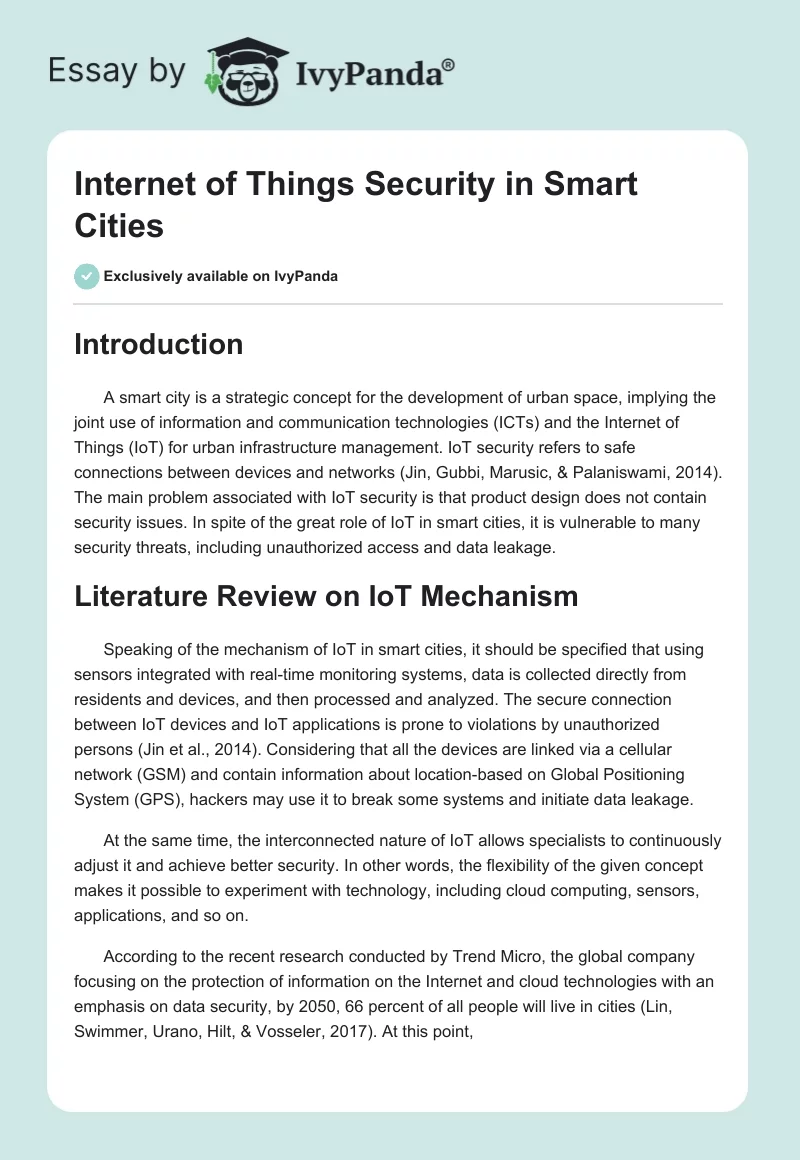 Internet of Things Security in Smart Cities. Page 1