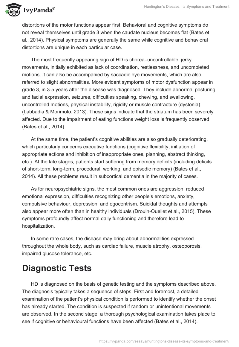 Huntington’s Disease, Its Symptoms and Treatment. Page 4