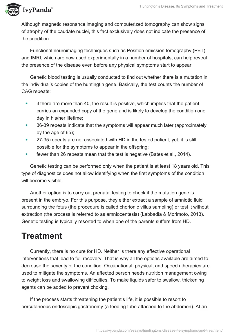 Huntington’s Disease, Its Symptoms and Treatment. Page 5