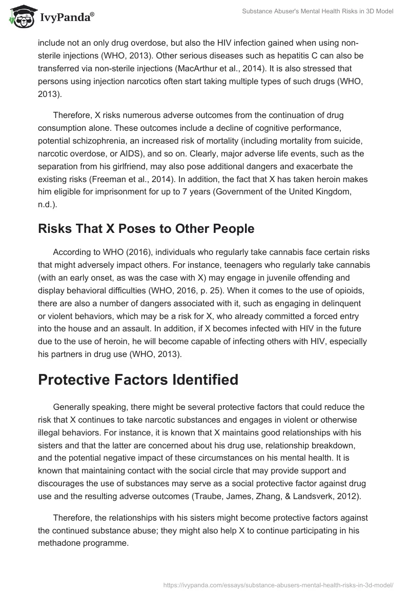 Substance Abuser's Mental Health Risks in 3D Model. Page 2