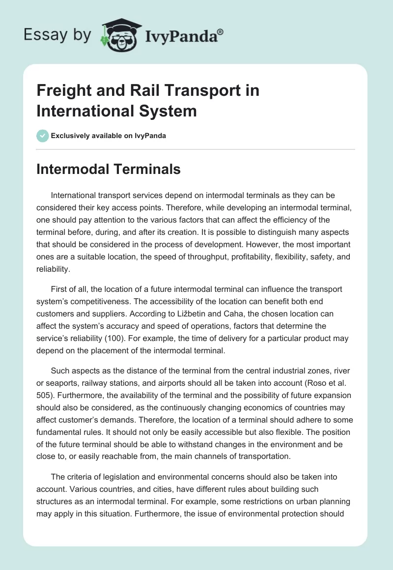 Freight and Rail Transport in International System. Page 1