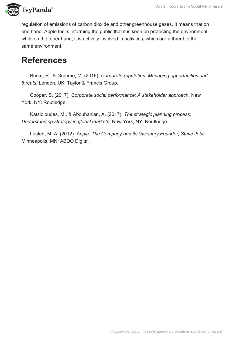 Apple Incorporation's Social Performance. Page 4