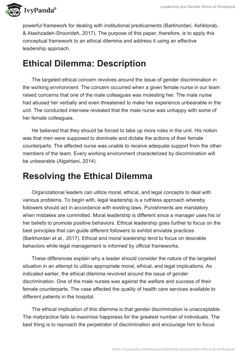 Leadership and Gender Ethics at Workplace. Page 2