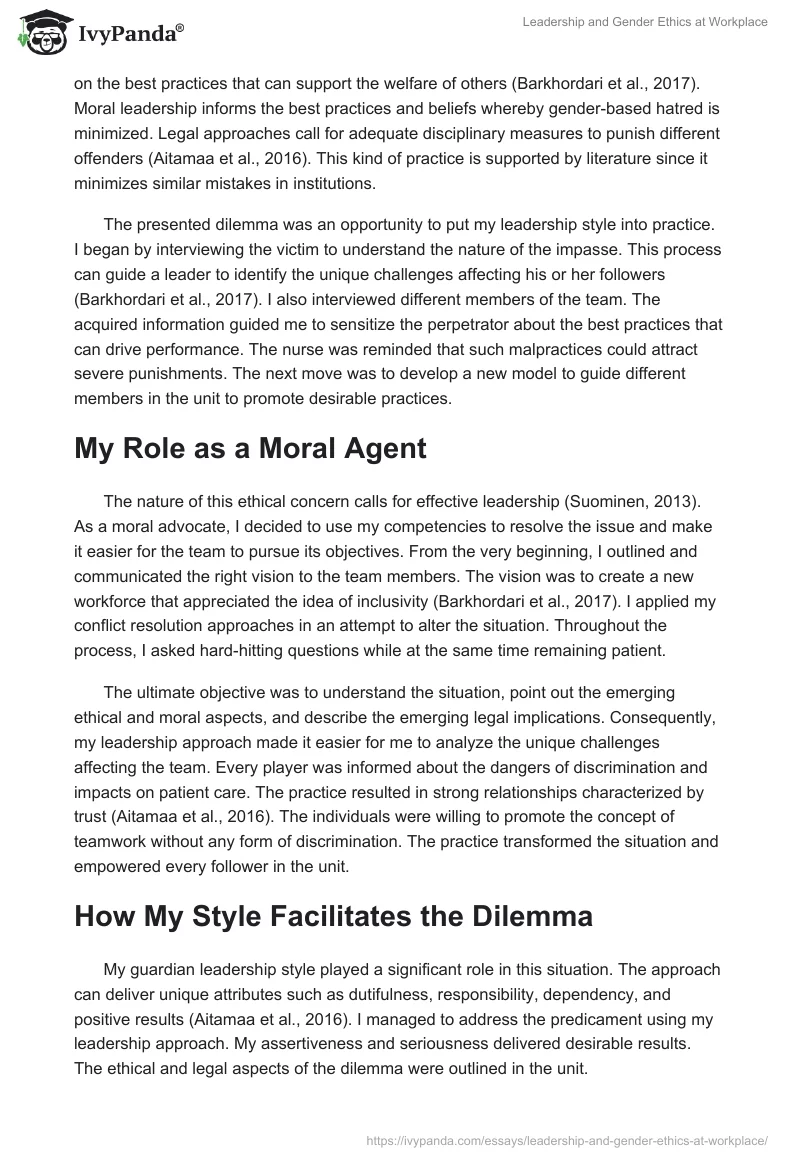Leadership and Gender Ethics at Workplace. Page 3