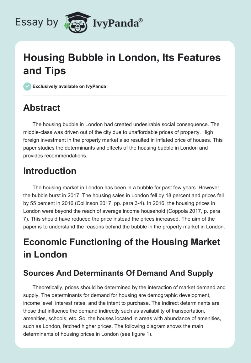 Housing Bubble in London, Its Features and Tips. Page 1