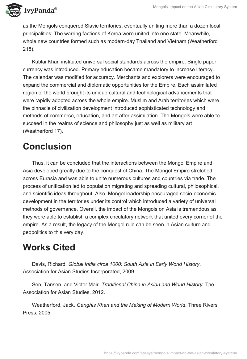 Mongols' Impact on the Asian Circulatory System. Page 4