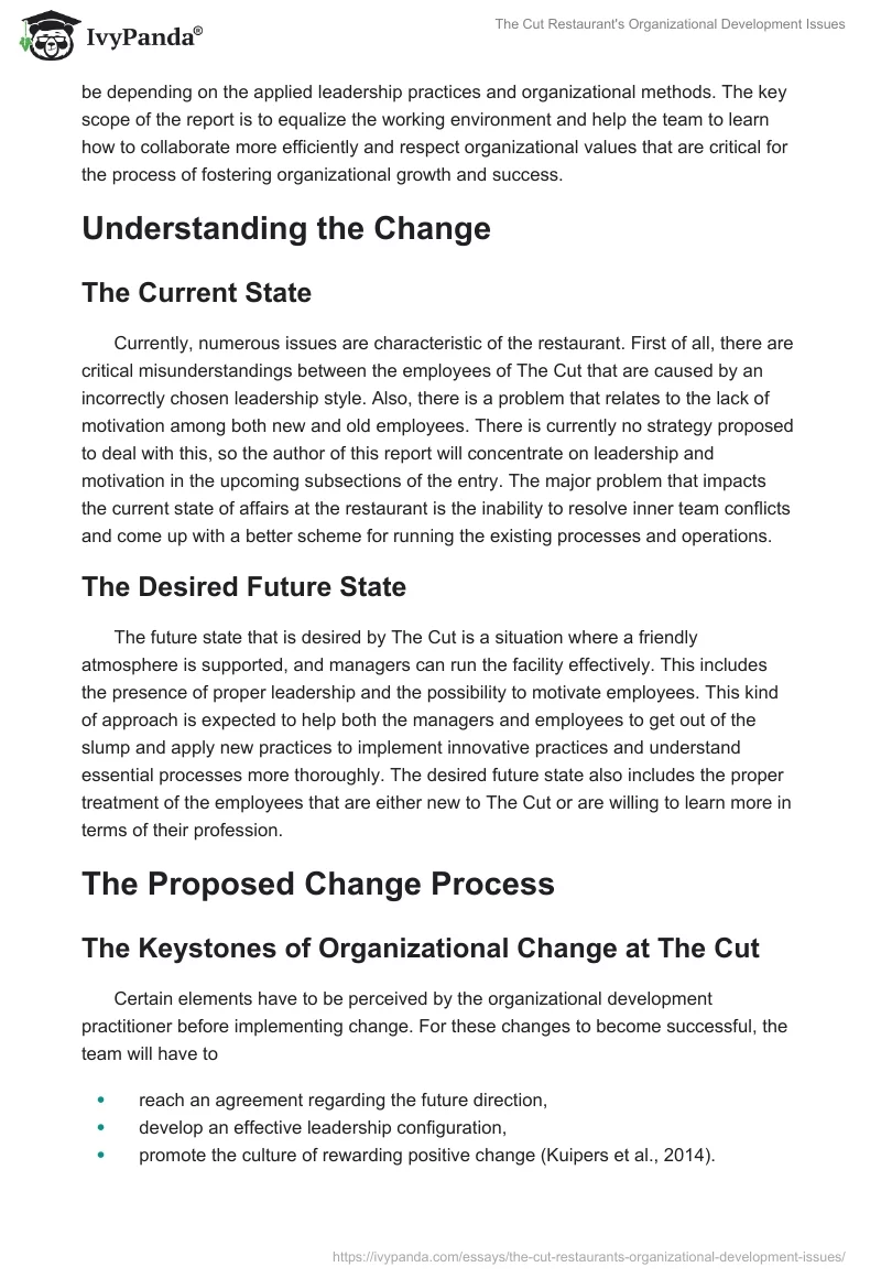 The Cut Restaurant's Organizational Development Issues. Page 3