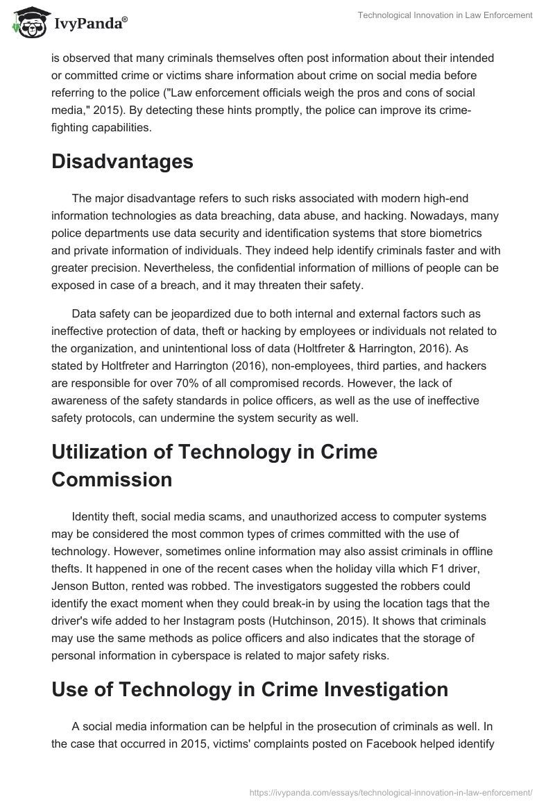 Technological Innovation in Law Enforcement. Page 2