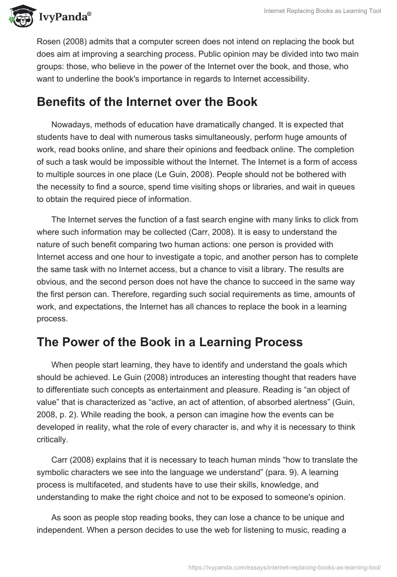 Internet Replacing Books as Learning Tool. Page 3