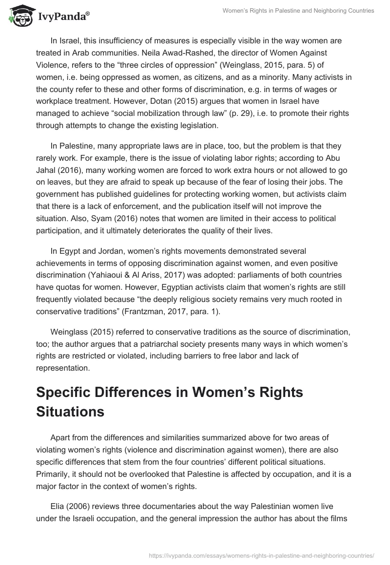 Women’s Rights in Palestine and Neighboring Countries. Page 5