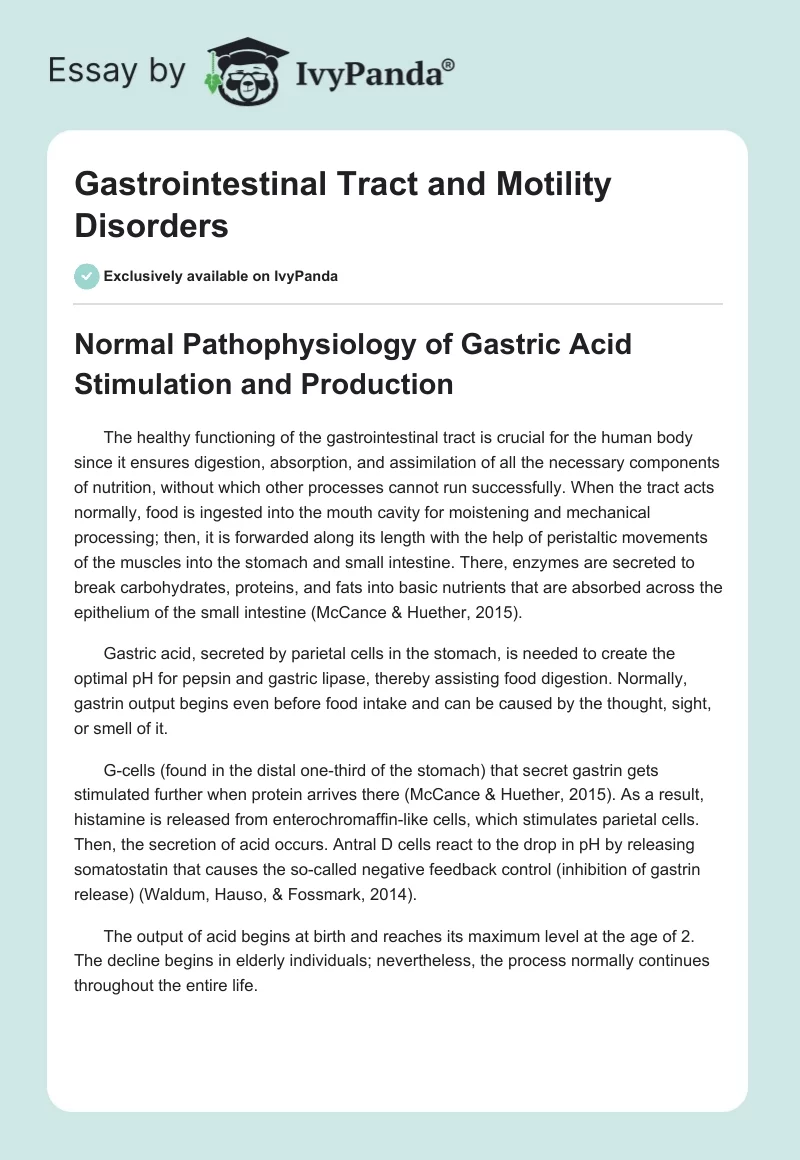 Gastrointestinal Tract and Motility Disorders. Page 1