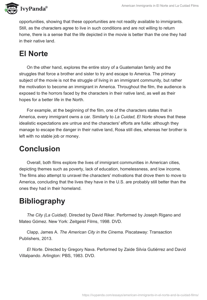 American Immigrants in El Norte and La Cuidad Films. Page 2