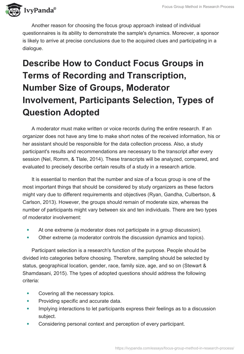 Focus Group Method in Research Process. Page 2