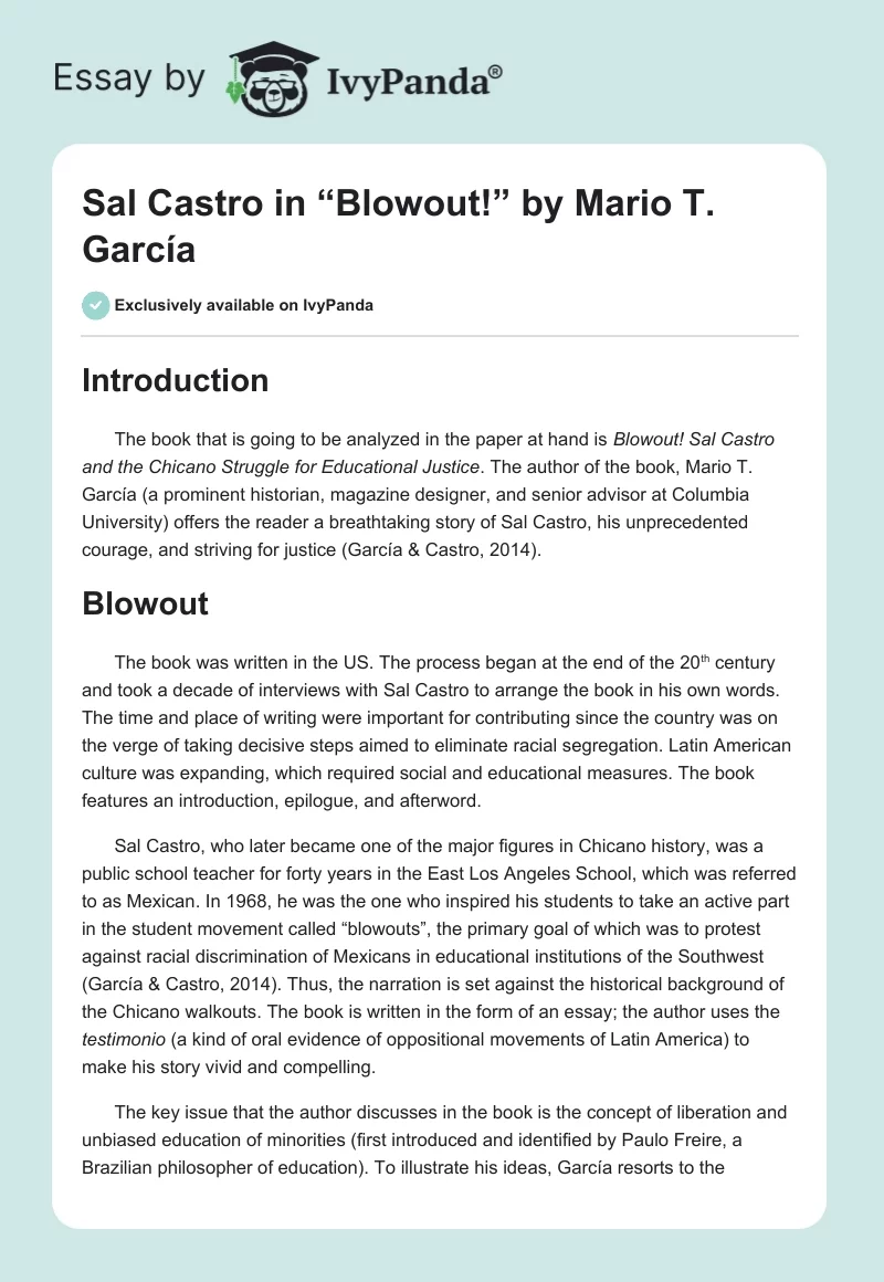 Sal Castro in “Blowout!” by Mario T. García. Page 1