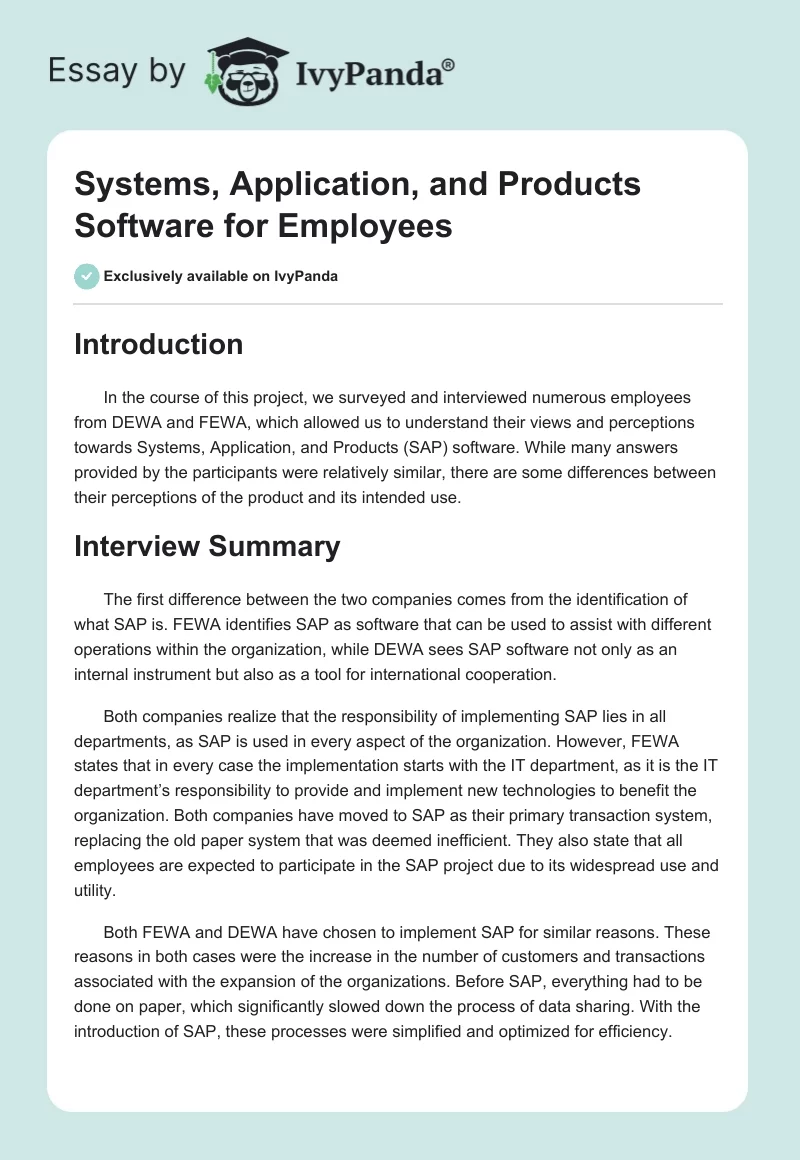 Systems, Application, and Products Software for Employees. Page 1