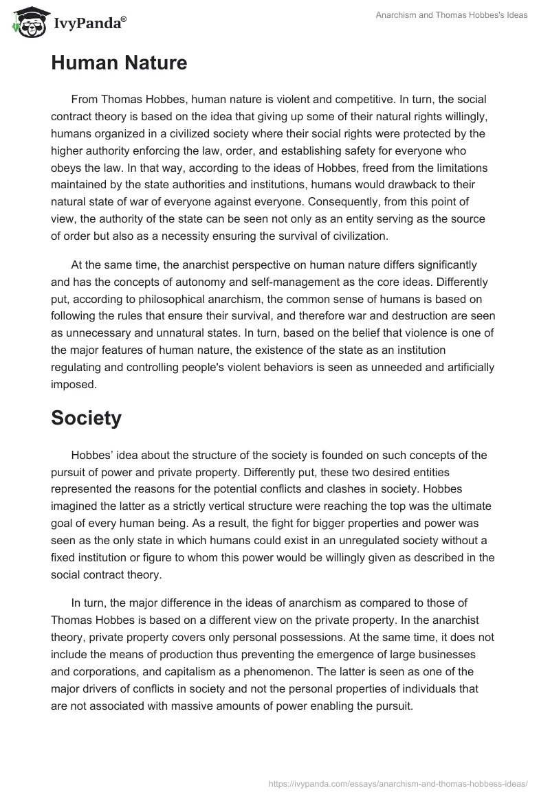 Anarchism and Thomas Hobbes's Ideas. Page 2