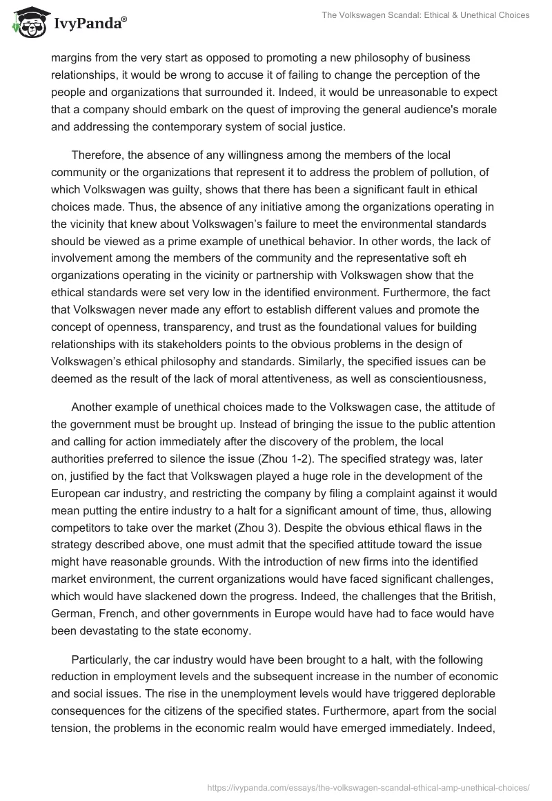 The Volkswagen Scandal: Ethical & Unethical Choices. Page 4