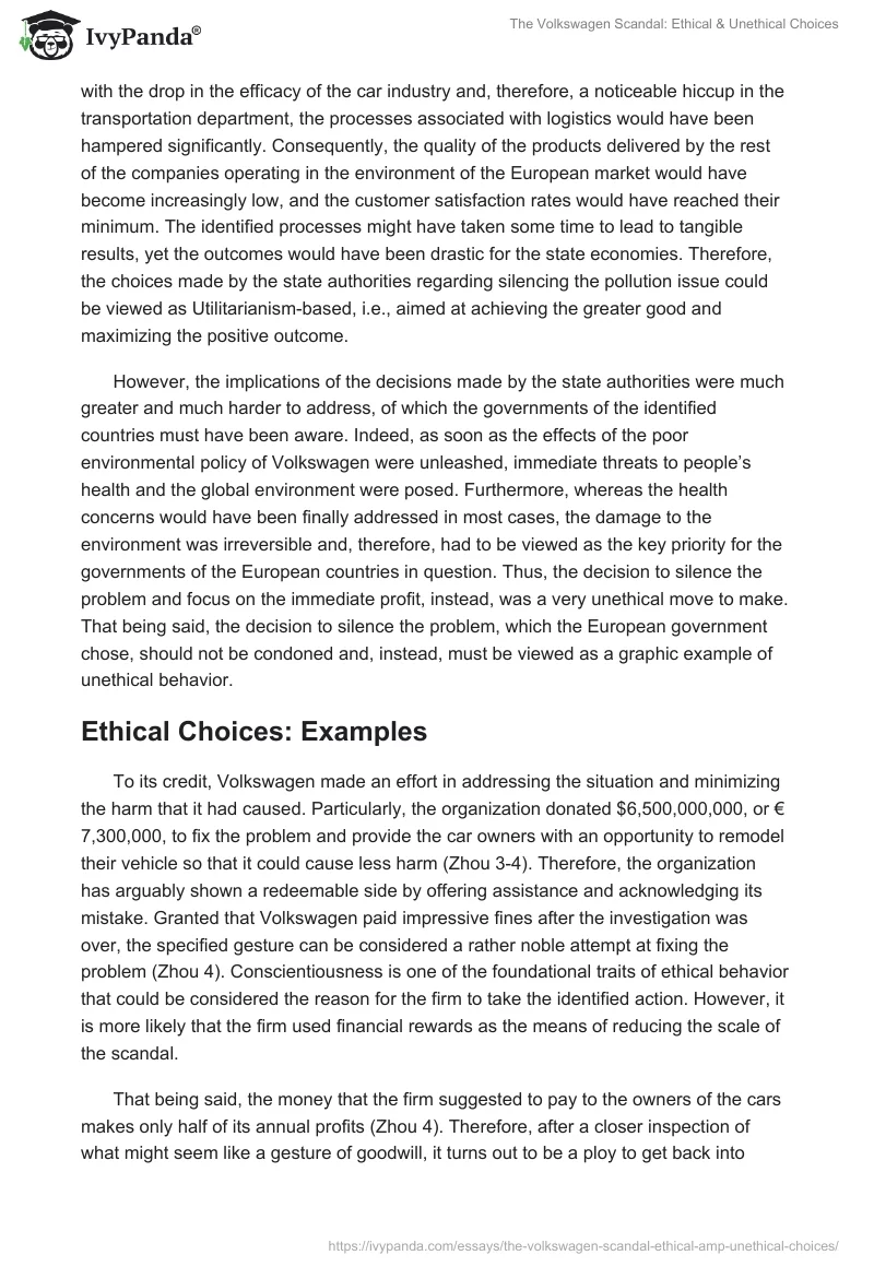 The Volkswagen Scandal: Ethical & Unethical Choices. Page 5