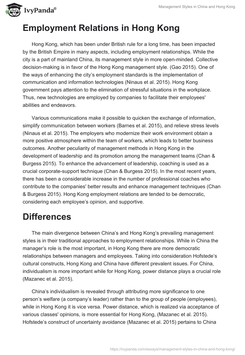 Management Styles in China and Hong Kong. Page 2