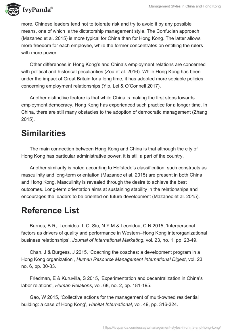 Management Styles in China and Hong Kong. Page 3