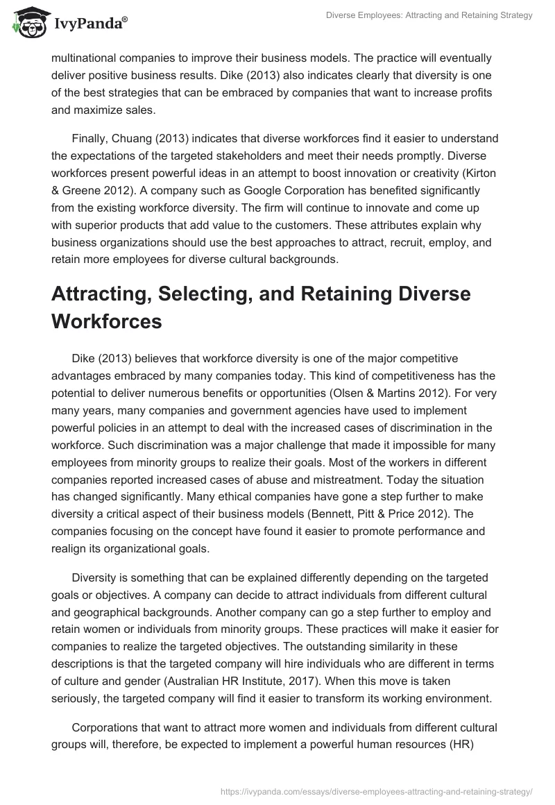 Diverse Employees: Attracting and Retaining Strategy. Page 3