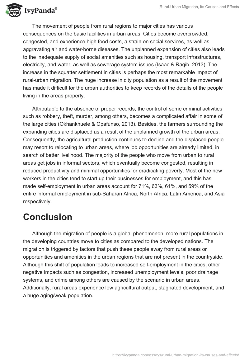 Rural-Urban Migration, Its Causes and Effects. Page 3